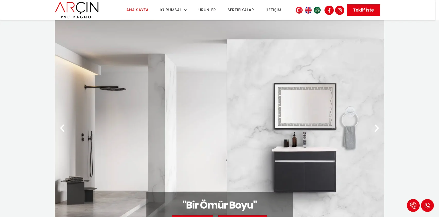 Arçın Plastik (Bagno) web sitesi — ekran görüntüsü