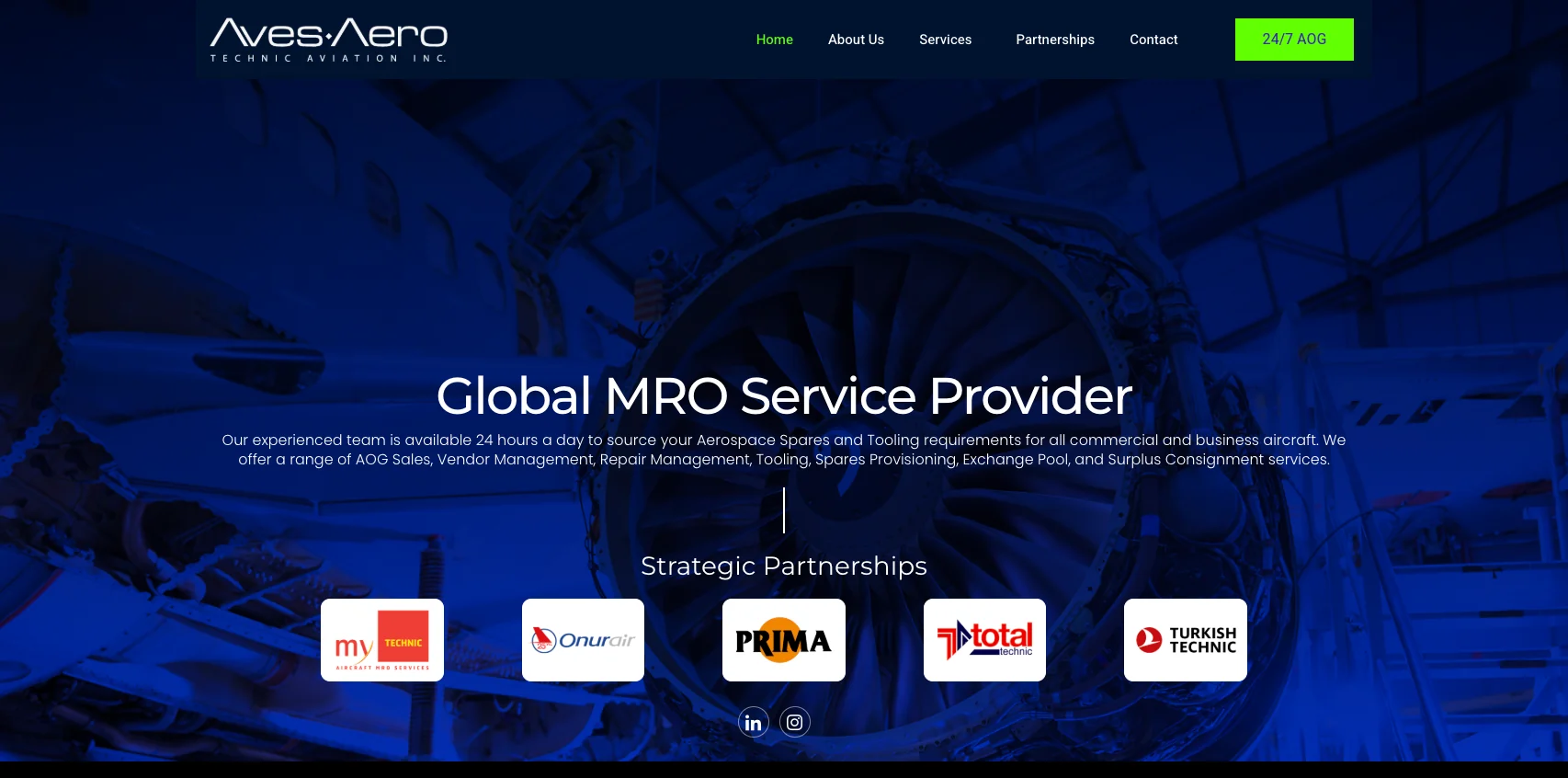 Aves Aero — canlı web sitesi