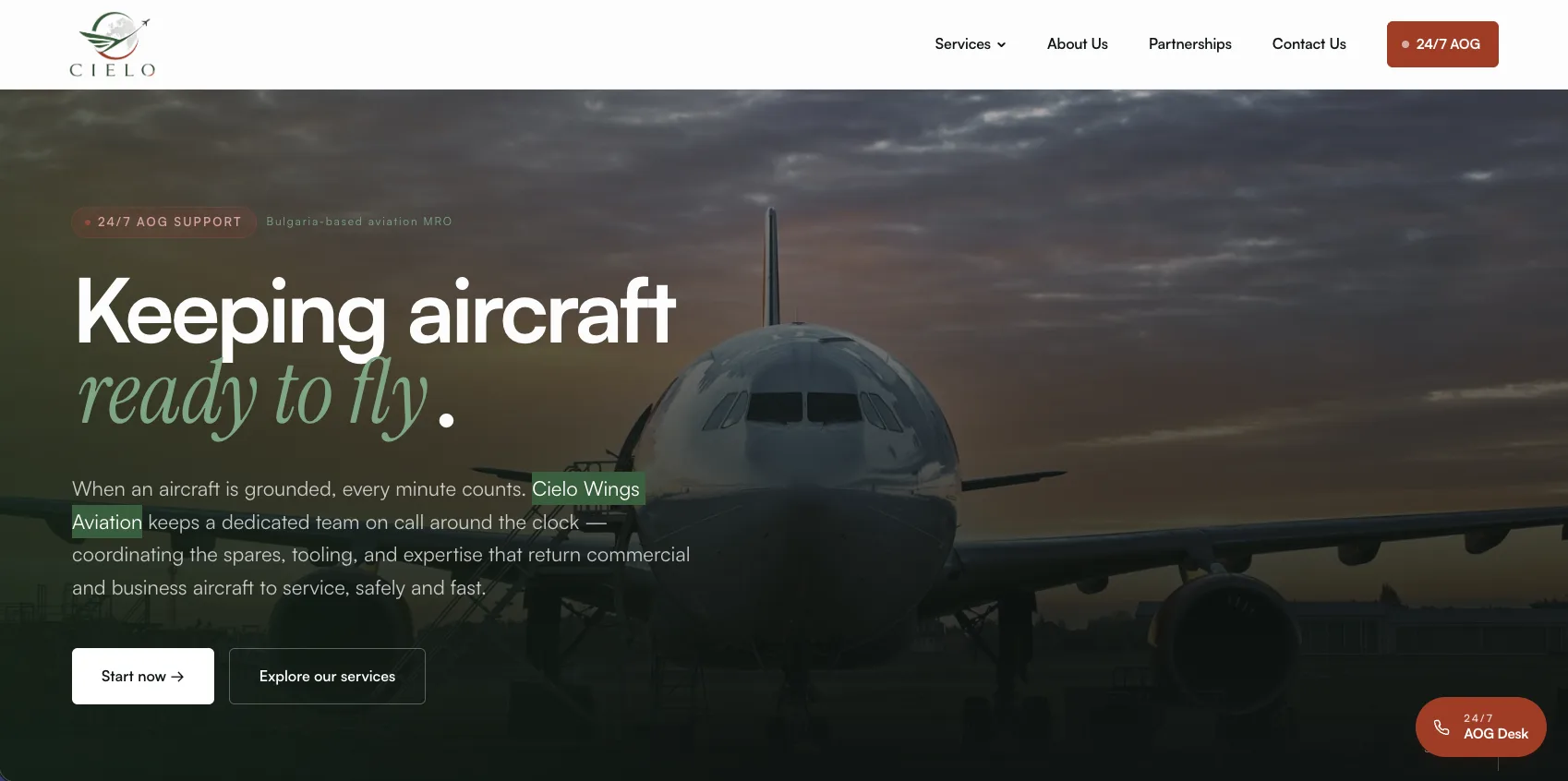 Cielo Wings Aviation — canlı web sitesi