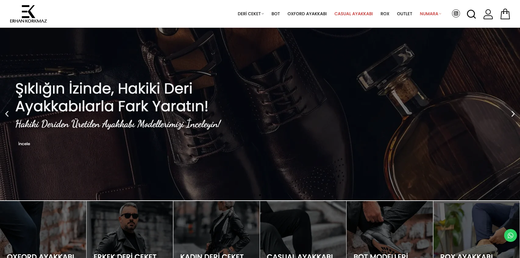 Erhan Korkmaz Shoes web sitesi — ekran görüntüsü