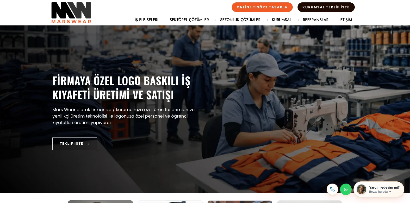 Mars Wear web sitesi — ekran görüntüsü