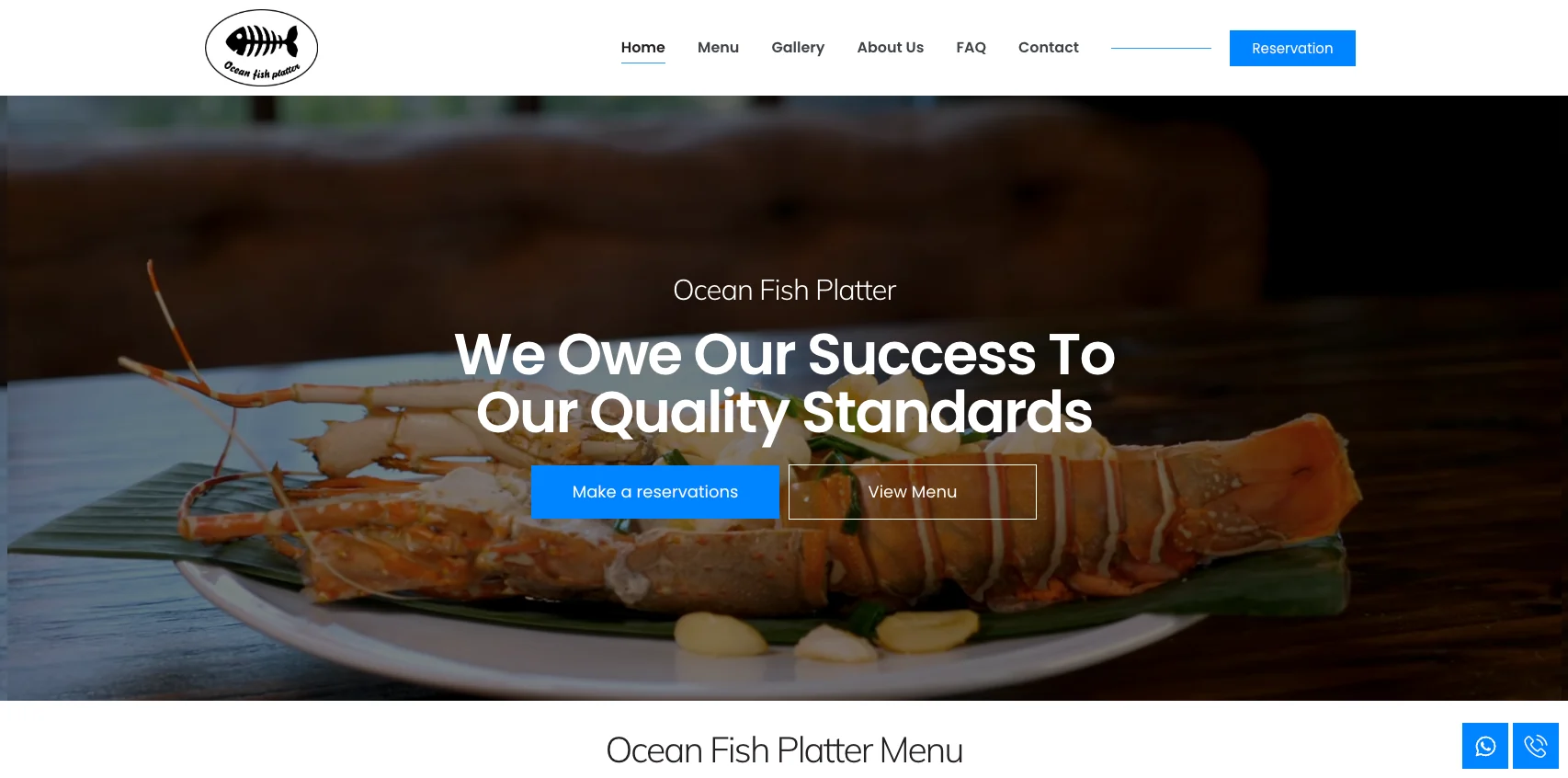 Ocean Fish Platter web sitesi — ekran görüntüsü