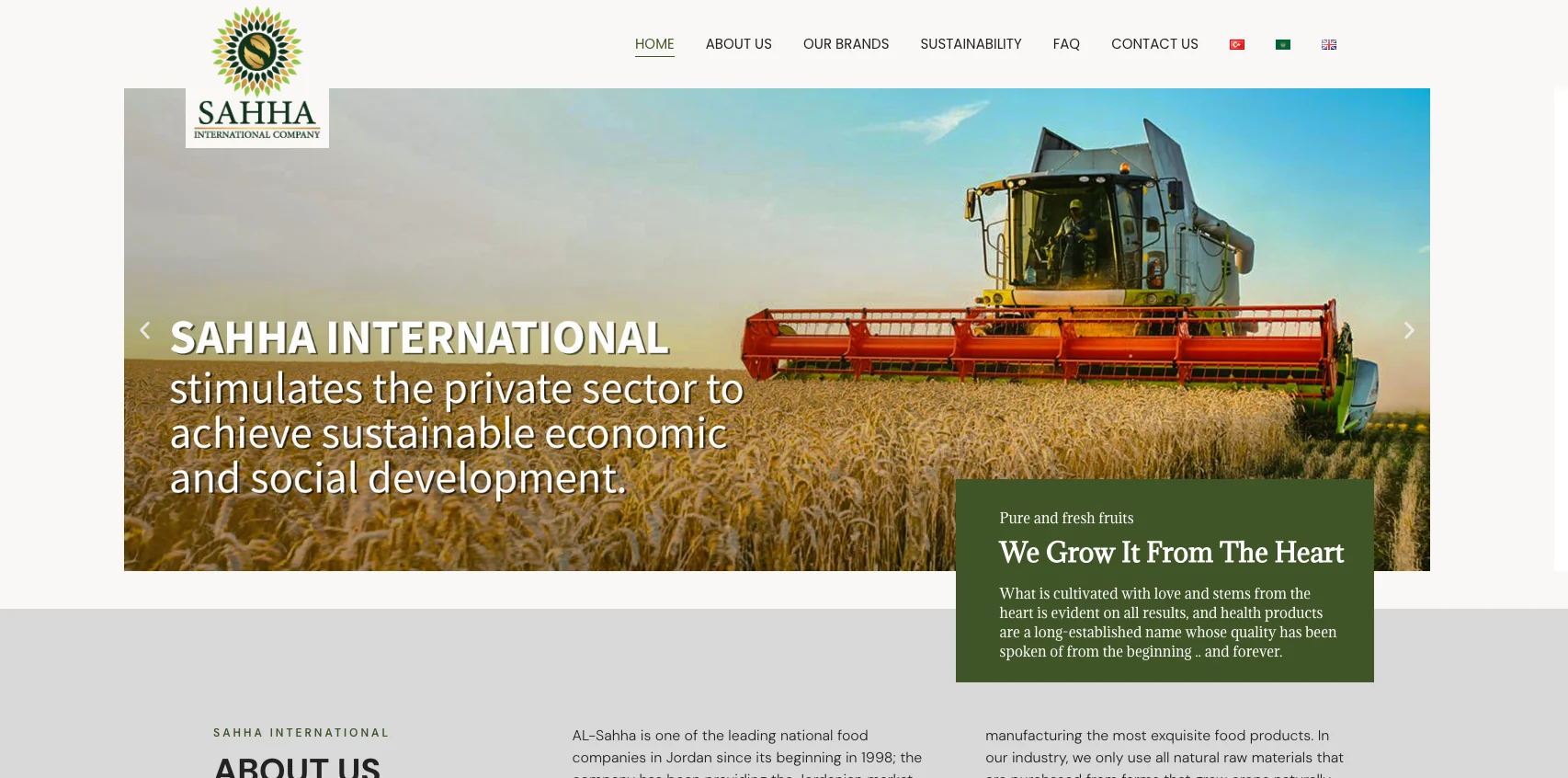 Sahha International web sitesi — ekran görüntüsü