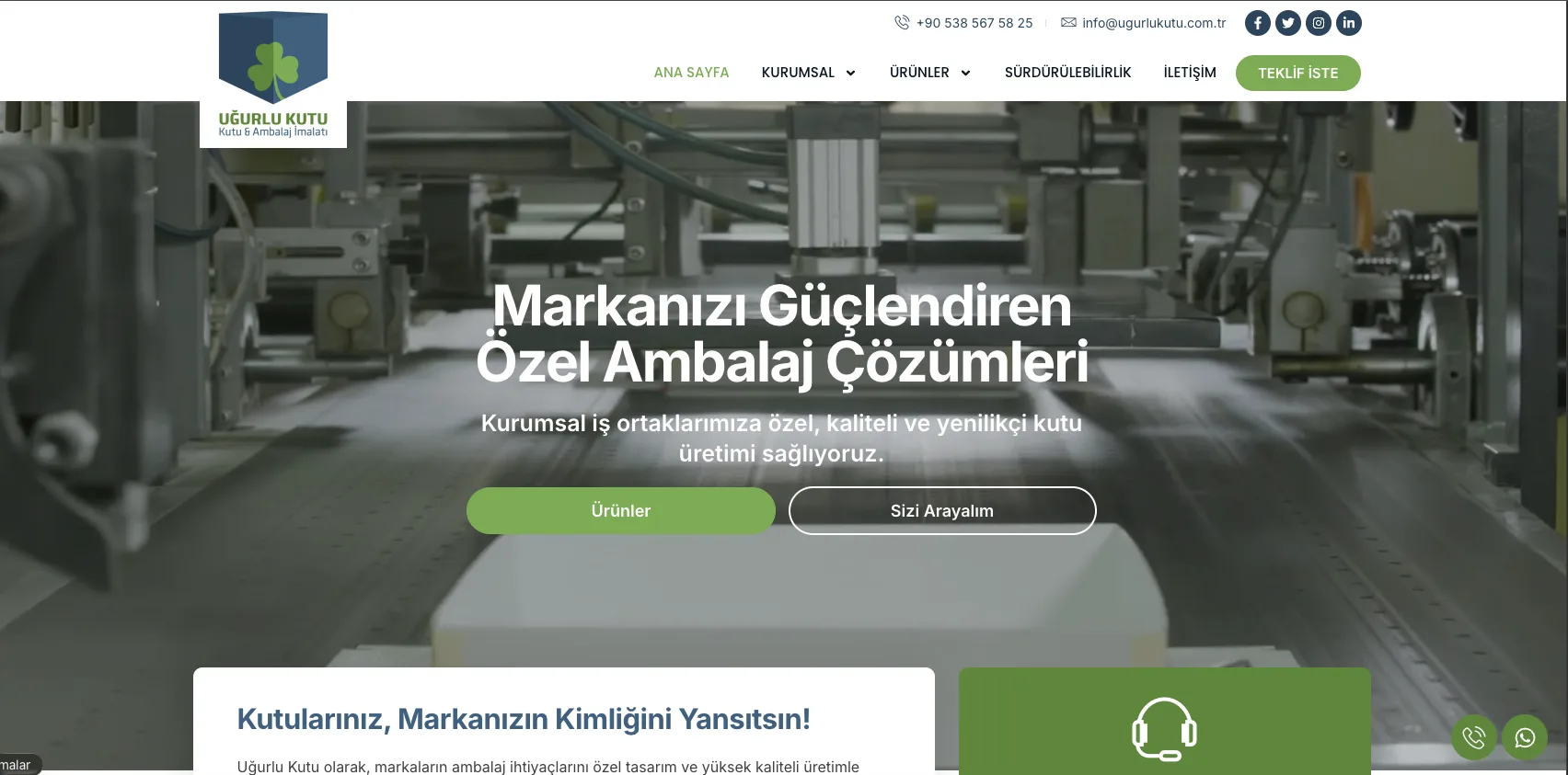 Uğurlu Kutu web sitesi — ekran görüntüsü
